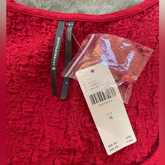 Anthropologie Red Smocked Cardigan Top - Medium NWT - Picture 7 of 7